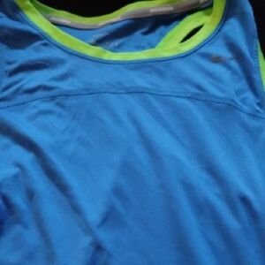Nike Woman's Bright Blue Athletic Tank with Lime Trim